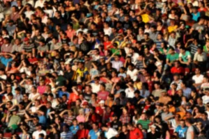 a crowd in India